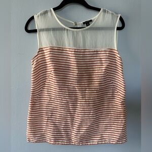 Ann Taylor Orange and White Striped Sleeveless Blouse
